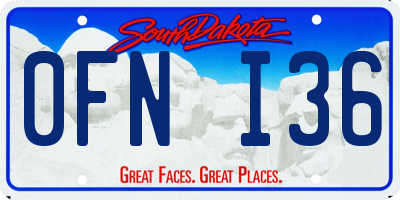 SD license plate 0FNI36