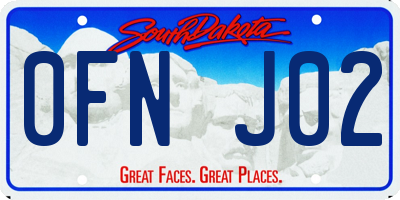 SD license plate 0FNJ02