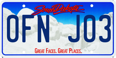 SD license plate 0FNJ03
