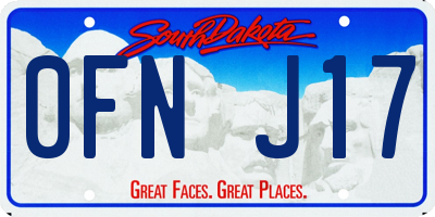 SD license plate 0FNJ17