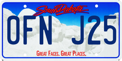 SD license plate 0FNJ25