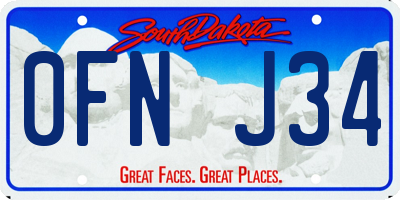 SD license plate 0FNJ34