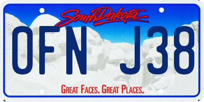 SD license plate 0FNJ38