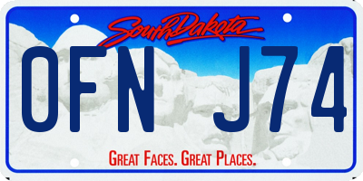 SD license plate 0FNJ74