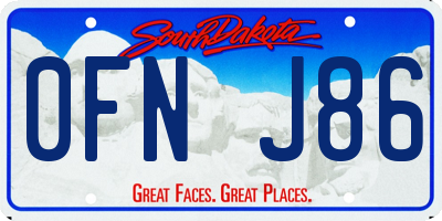 SD license plate 0FNJ86