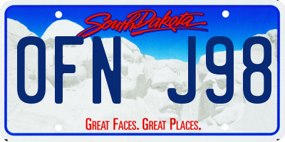SD license plate 0FNJ98