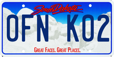 SD license plate 0FNK02