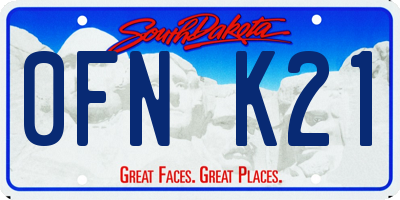 SD license plate 0FNK21