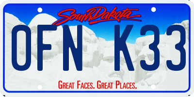 SD license plate 0FNK33