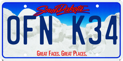 SD license plate 0FNK34