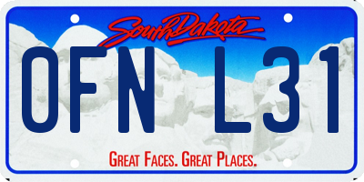 SD license plate 0FNL31