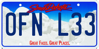 SD license plate 0FNL33