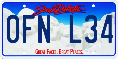 SD license plate 0FNL34