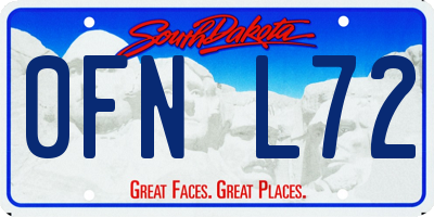 SD license plate 0FNL72