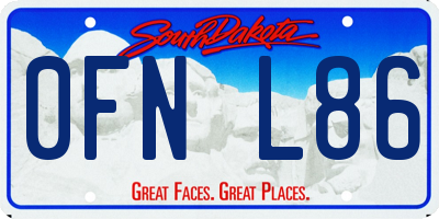 SD license plate 0FNL86