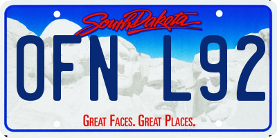 SD license plate 0FNL92