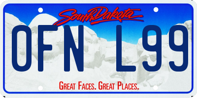 SD license plate 0FNL99