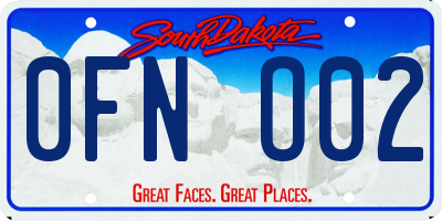 SD license plate 0FNO02
