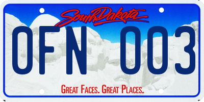 SD license plate 0FNO03