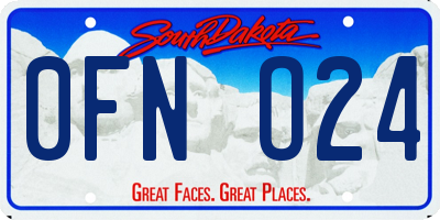 SD license plate 0FNO24