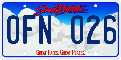 SD license plate 0FNO26