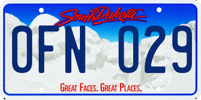 SD license plate 0FNO29