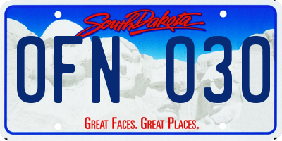 SD license plate 0FNO30