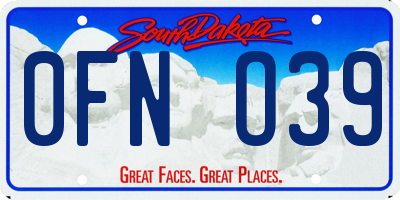 SD license plate 0FNO39