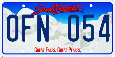SD license plate 0FNO54