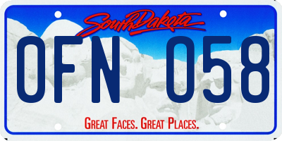 SD license plate 0FNO58
