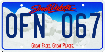 SD license plate 0FNO67