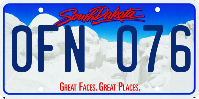 SD license plate 0FNO76