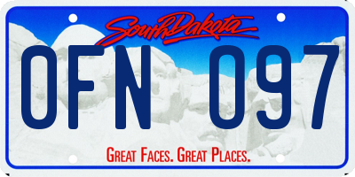 SD license plate 0FNO97