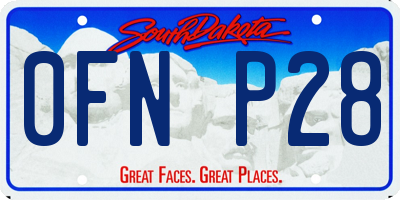 SD license plate 0FNP28