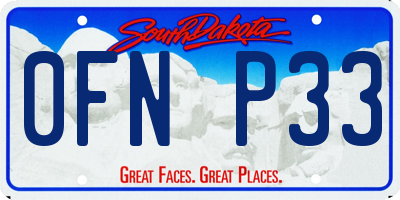 SD license plate 0FNP33