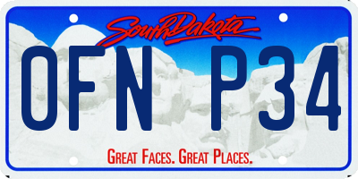SD license plate 0FNP34