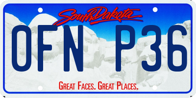 SD license plate 0FNP36
