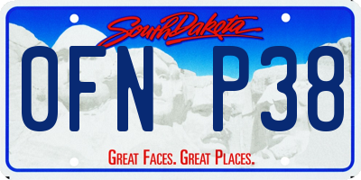 SD license plate 0FNP38