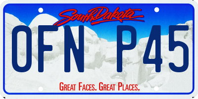 SD license plate 0FNP45