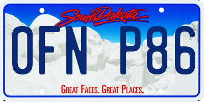 SD license plate 0FNP86
