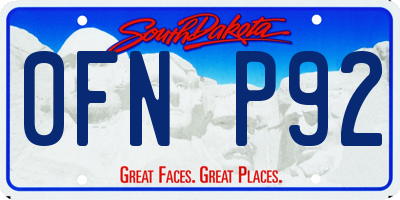 SD license plate 0FNP92