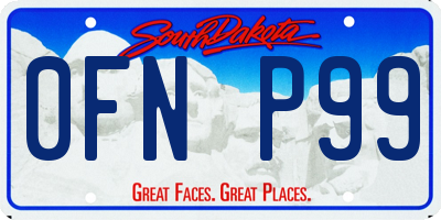 SD license plate 0FNP99