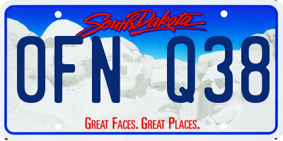 SD license plate 0FNQ38