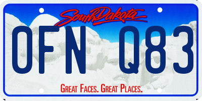 SD license plate 0FNQ83