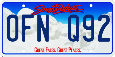 SD license plate 0FNQ92