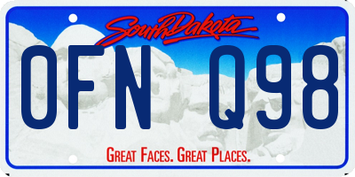 SD license plate 0FNQ98