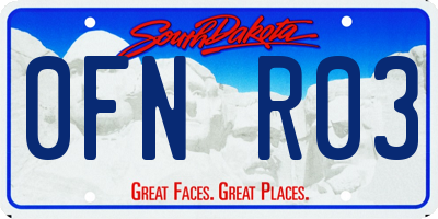 SD license plate 0FNR03