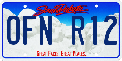 SD license plate 0FNR12