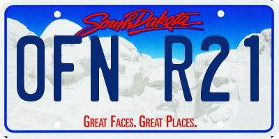 SD license plate 0FNR21
