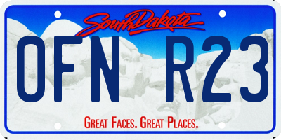 SD license plate 0FNR23